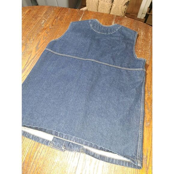 Vintage XXL Phat Farm Mens Cotton Long Denim Blue Jean Sleeveless Vest Pockets - Picture 4 of 4